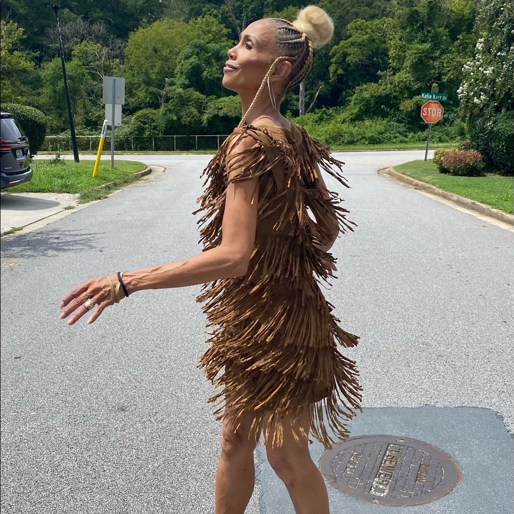 All Saints leather suede fringe flapper dress S XS UK10 2/4US brown gogo western - Picture 1 of 11